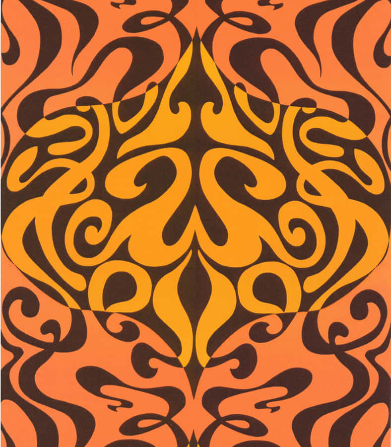 A Pattern With A Black And Orange Design Wallpaper