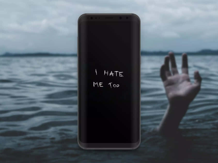 A Phone With The Words I Hate Me To Me On It Wallpaper