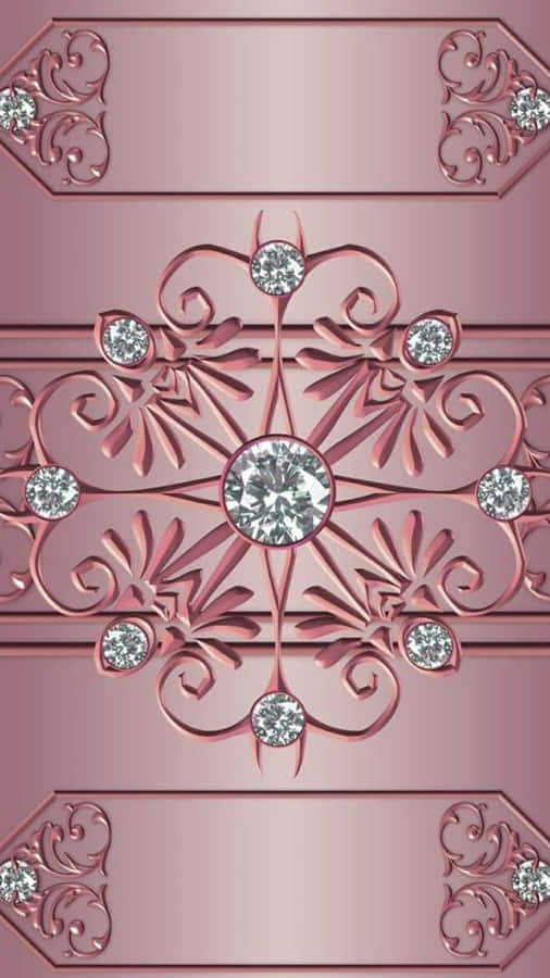 A Pink Background With Diamonds And Ornaments Wallpaper