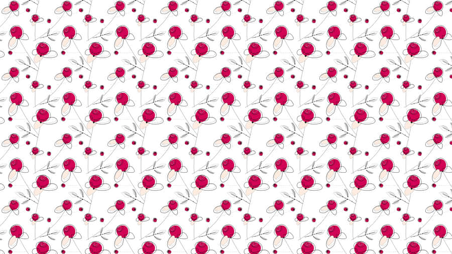 A Pink Flower Pattern On White Wallpaper
