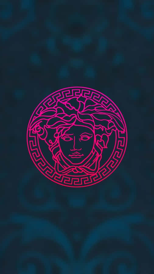 A Pink Logo With A Blue Background Wallpaper