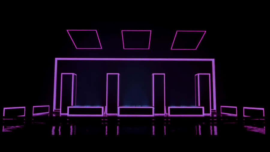 A Purple Light Is Shown In A Dark Room Wallpaper