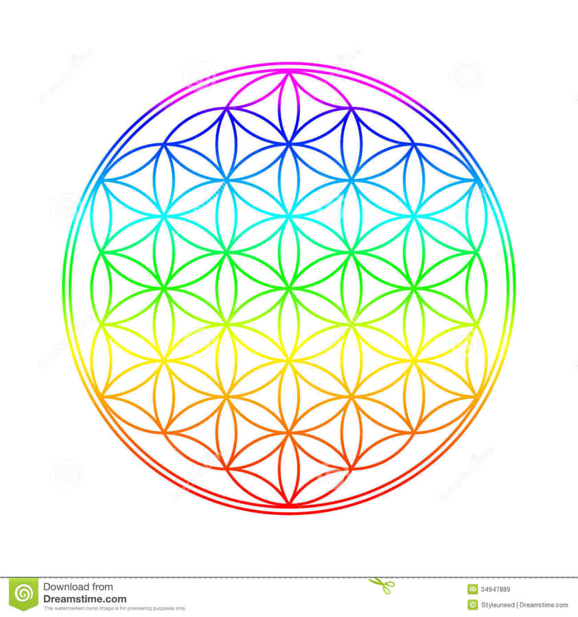 A Rainbow Colored Flower Of Life Wallpaper