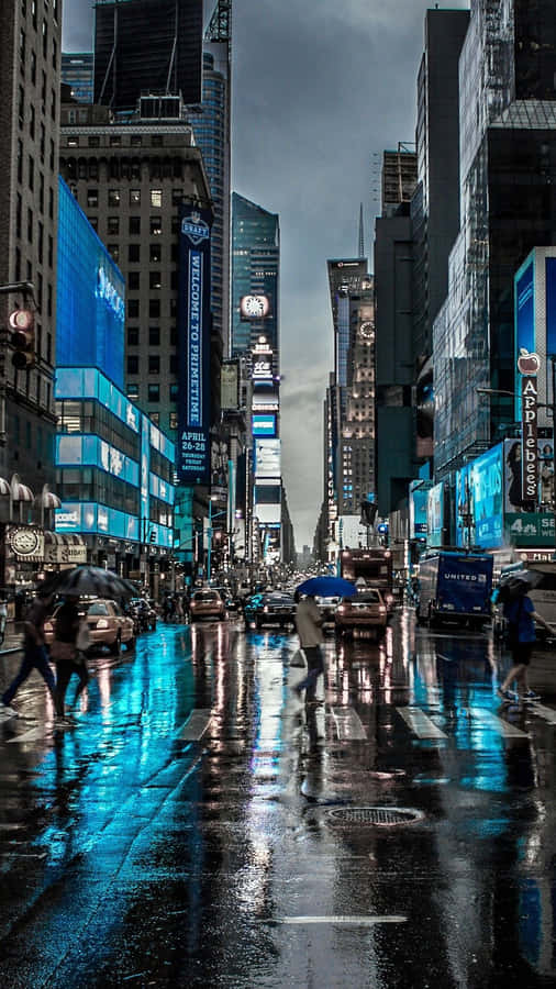 A Rainy Day In Times Square Wallpaper