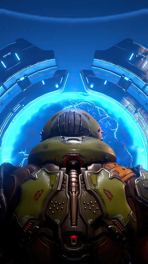 A Riveting Snapshot From The Doom Eternal Game Playing On An Iphone Wallpaper