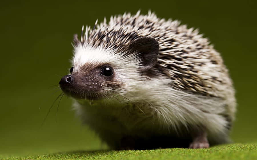 A Small Hedgehog Enjoying The Warm Sunshine In Its Garden Home. Wallpaper