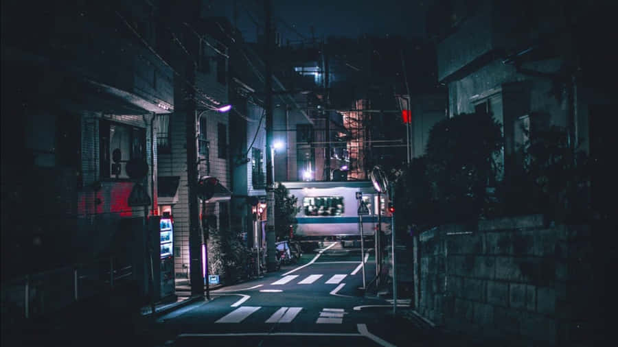 A Street In Tokyo At Night Wallpaper