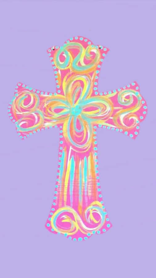 “a Symbol Of Faith And Hope - A Pink Cross” Wallpaper