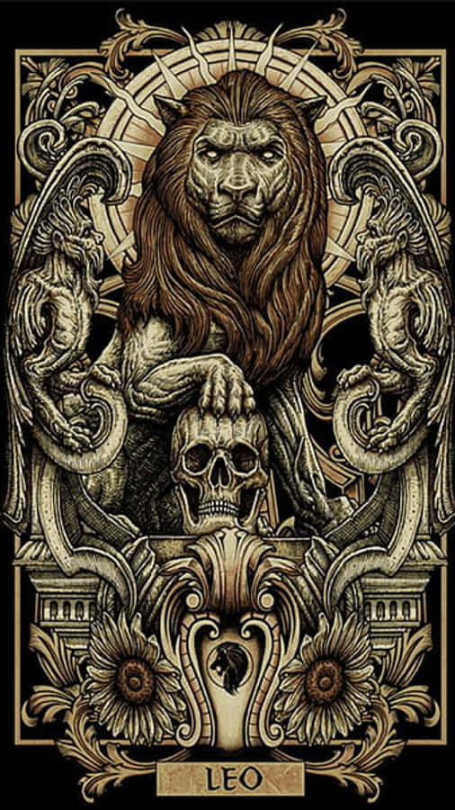 A Tarot Card With A Lion And Skull Wallpaper
