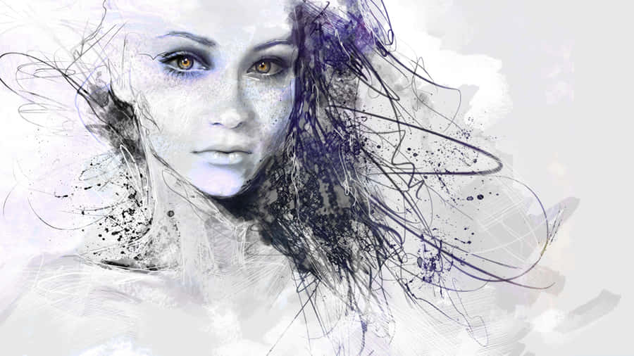 A Unique Sketches Artwork With Shades Of Blue Wallpaper