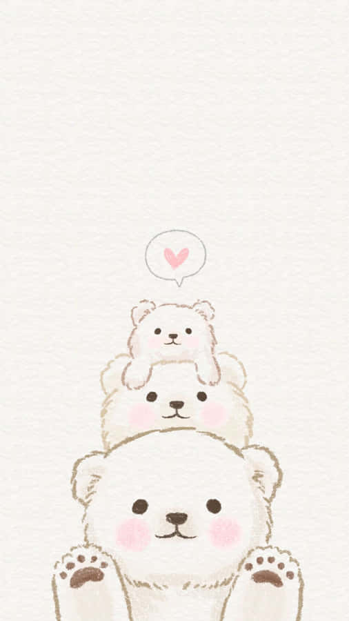 A White Polar Bear Is Stacked On Top Of Another Wallpaper