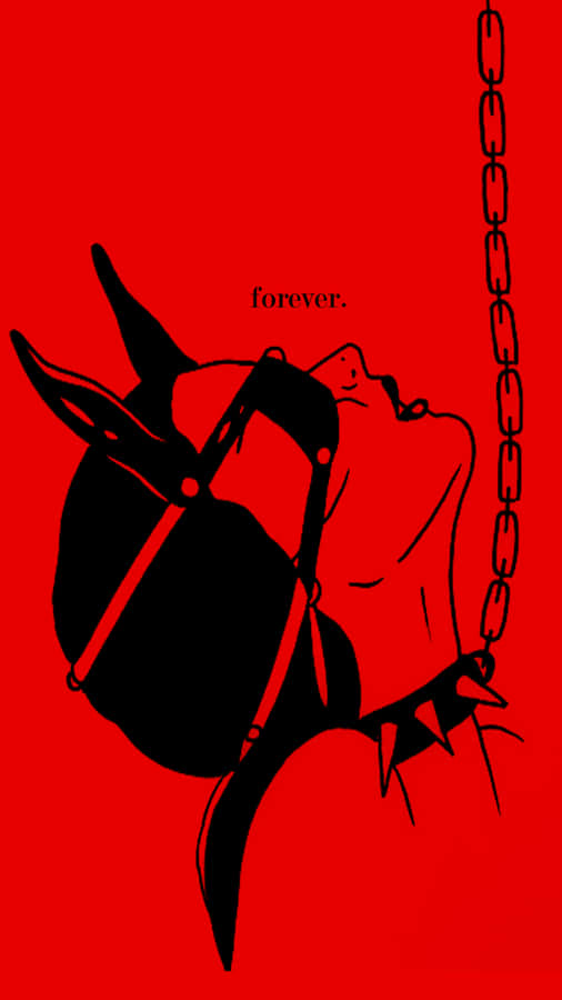 A Woman Is Chained To A Red Background Wallpaper