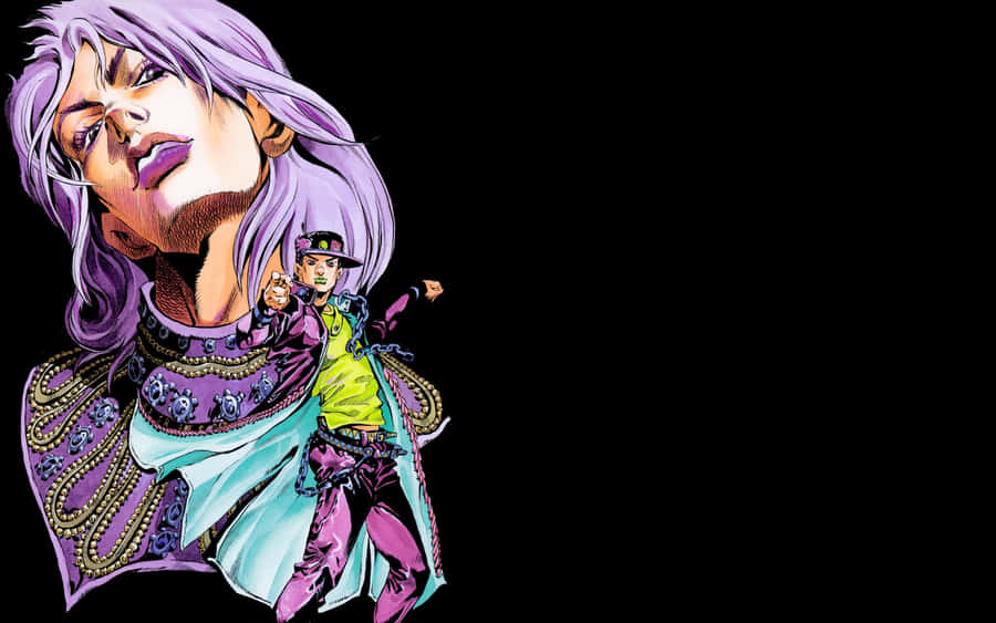 A Woman With Purple Hair And A Sword Wallpaper
