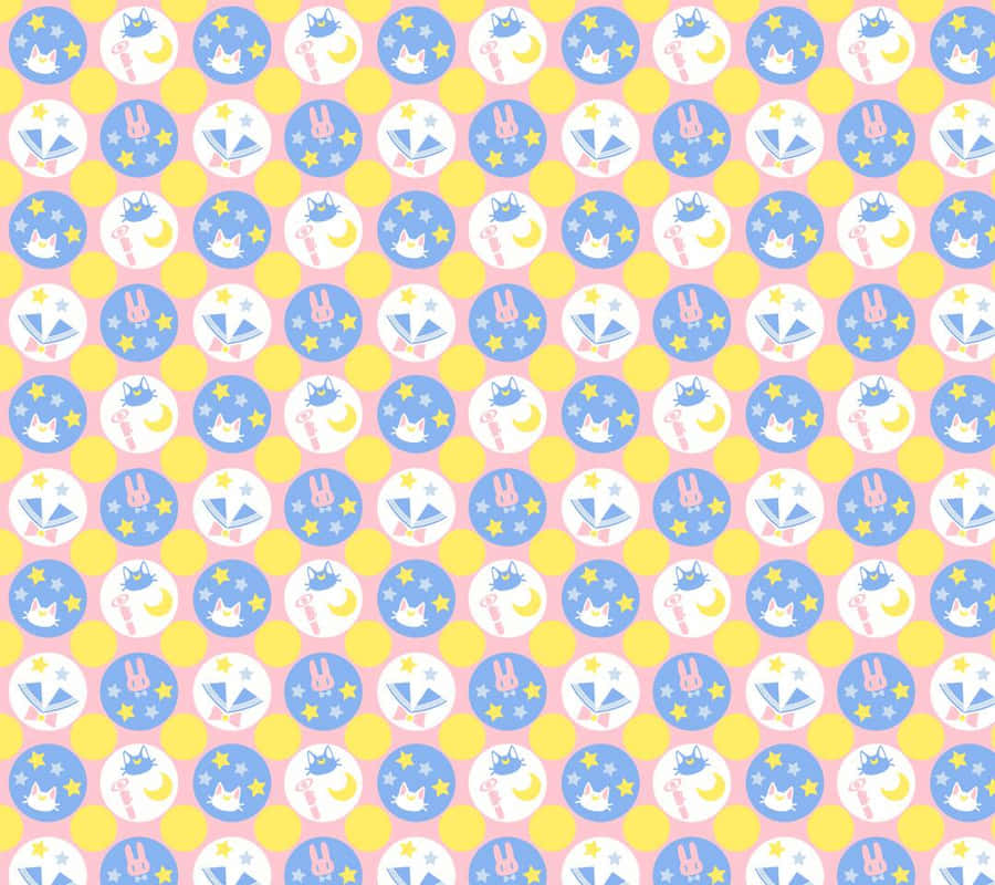 A Yellow And Blue Pattern With Flowers And Butterflies Wallpaper