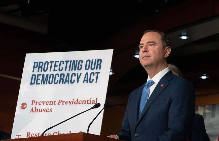 Adam Schiff Giving A Speech Wallpaper