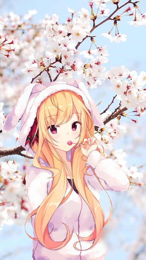 Adorable And Prancing Anime Girl Wallpaper