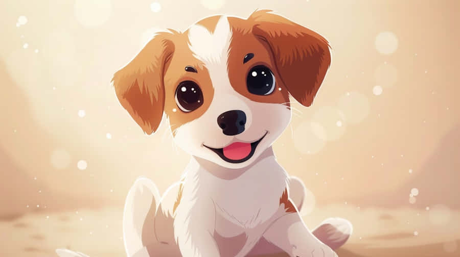 Adorable Anime Puppy Smiling Wallpaper