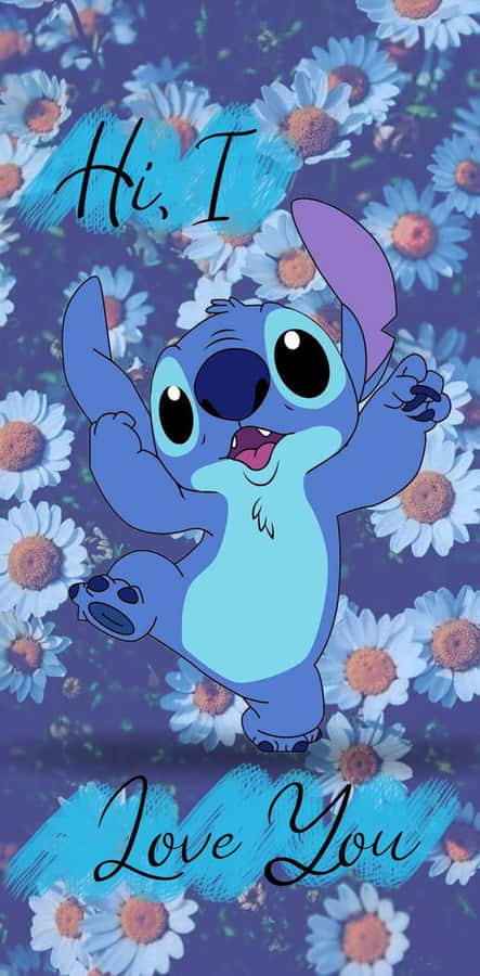 Adorable Stitch White Flowers Wallpaper