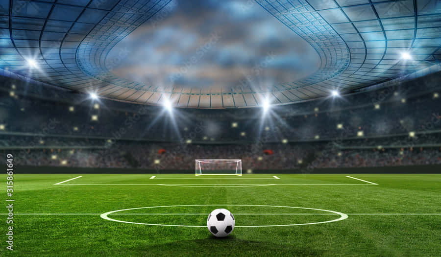 Aerial View Of A Vibrant Soccer Stadium Wallpaper