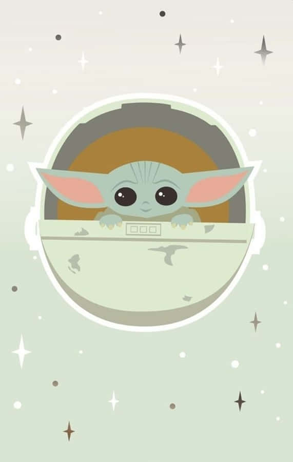 Aesthetic Baby Yoda Cartoon Wallpaper