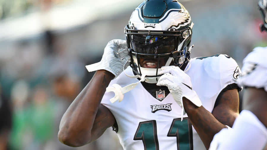 Aj Brown Taking Helmet Off Wallpaper