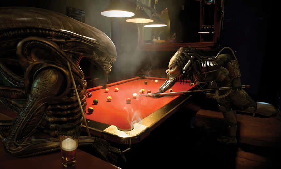 Alien Vs Predator Scar Playing Billiards Wallpaper