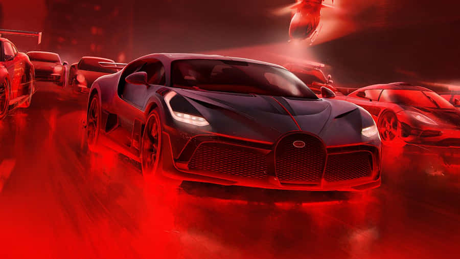 Alluring And Breathtaking Neon-lit Bugatti Wallpaper