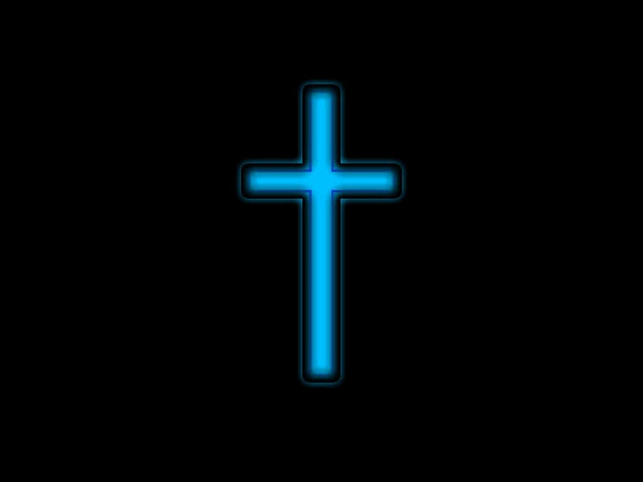 An Illuminated Cross Illuminated In Neon Colors Wallpaper