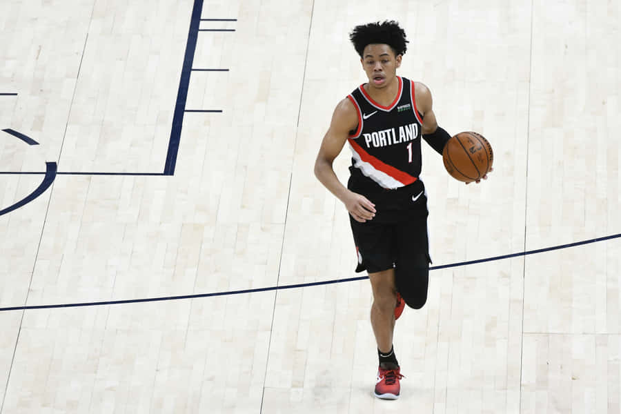 Anfernee Simons Portland Trail Blazers Action Wallpaper