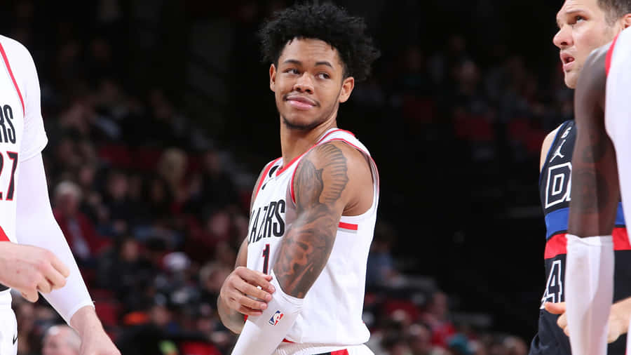 Anfernee Simons Portland Trail Blazers Court Side Wallpaper