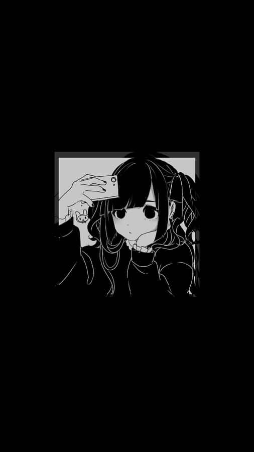 Anime Girl Holding A Phone Dark Aesthetic Anime Pfp Wallpaper