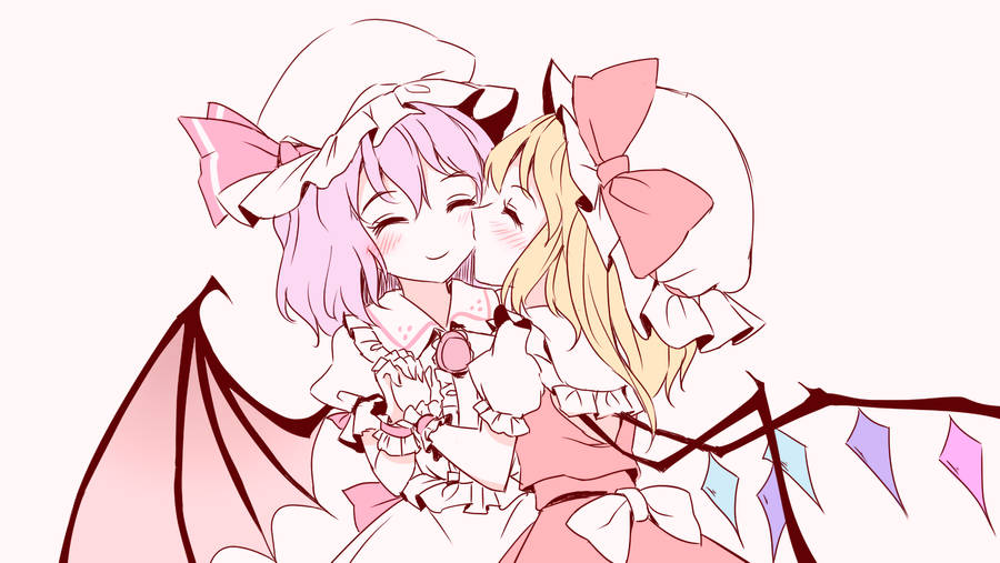 Anime Touhou Women Kissing Wallpaper