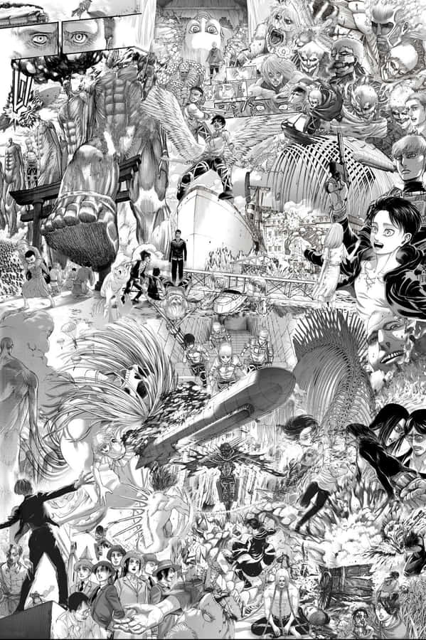 Aot Manga Greyscale Graffiti Art Wallpaper