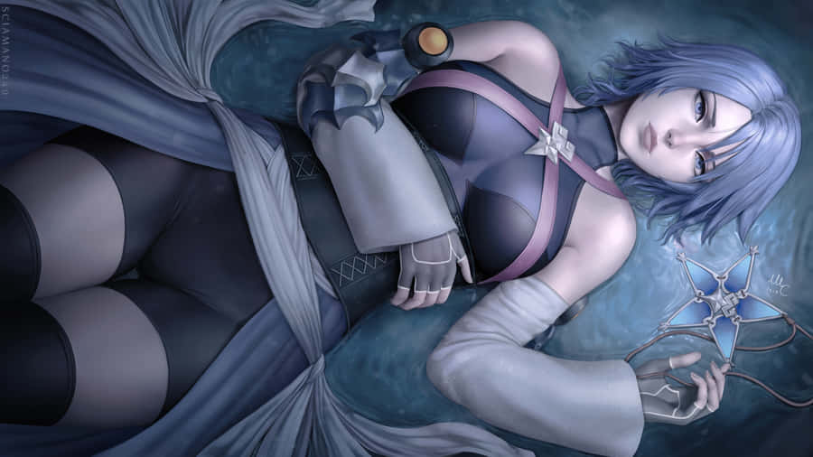 Aqua Fights For Her Friends In Kingdom Hearts. Wallpaper