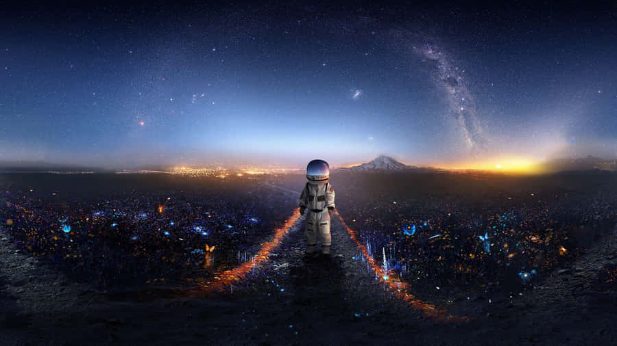 Astronaut Walks Desktop Wallpaper