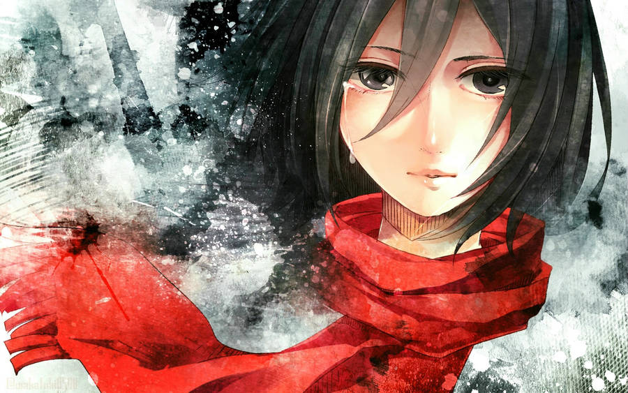 Attack On Titan Pc Tearful Mikasa Wallpaper