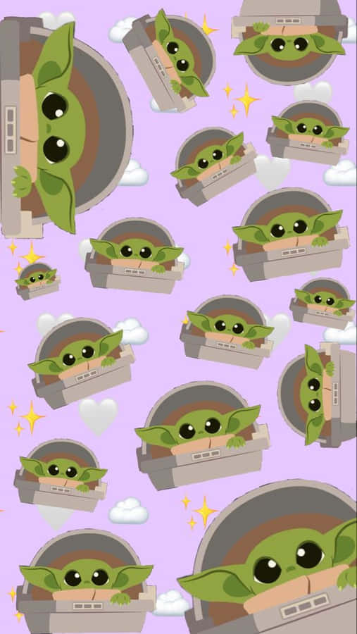 Baby Yoda Cartoon Seamless Art Wallpaper