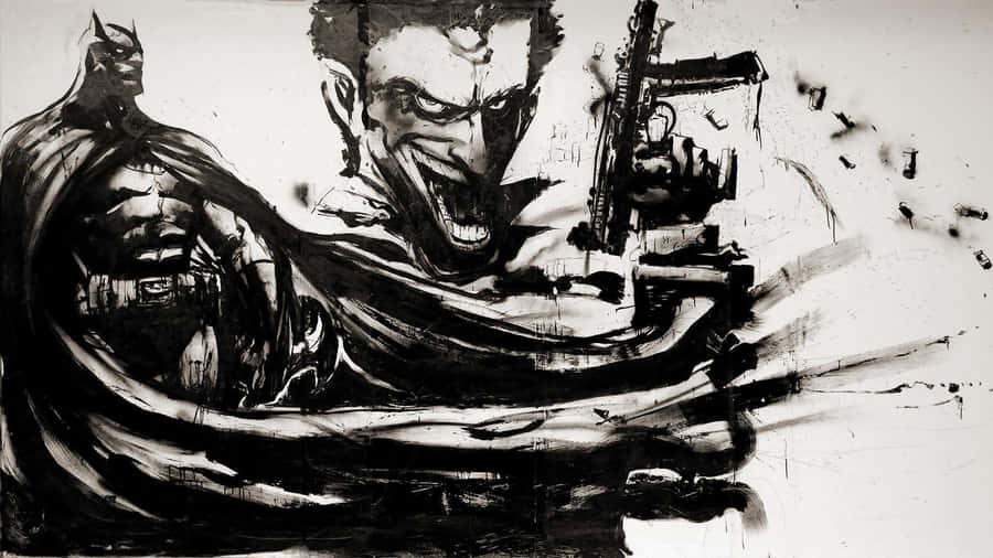 Batman Arkham Asylum With Joker Illustration Wallpaper
