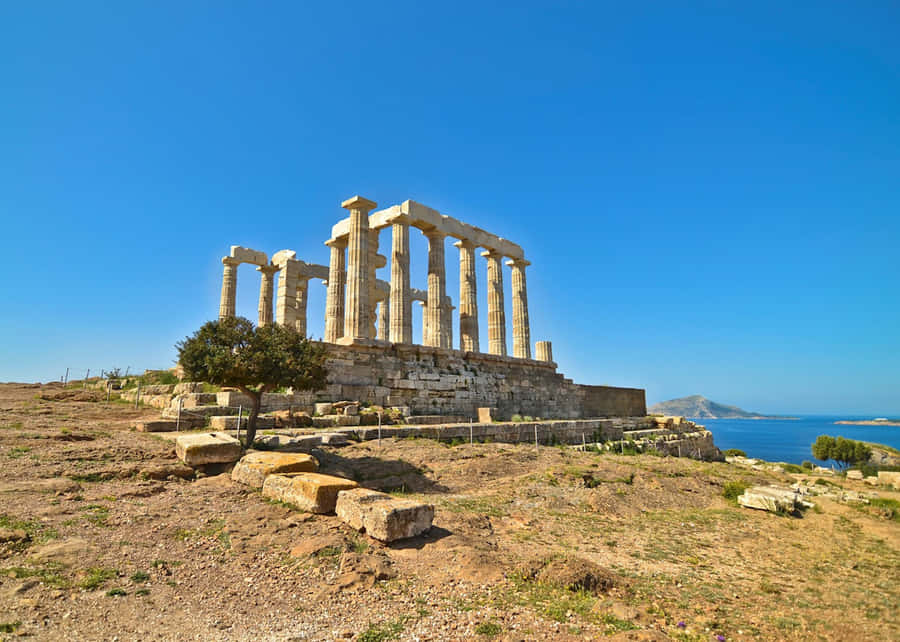 Beautiful Blue Cape Sounion Sky Wallpaper