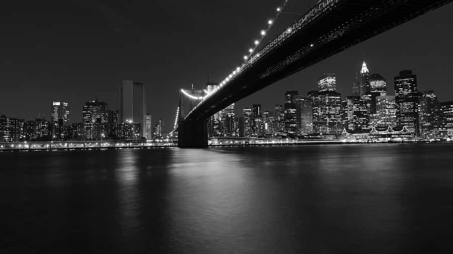 Black And White Bridge View Dark City 4k Wallpaper