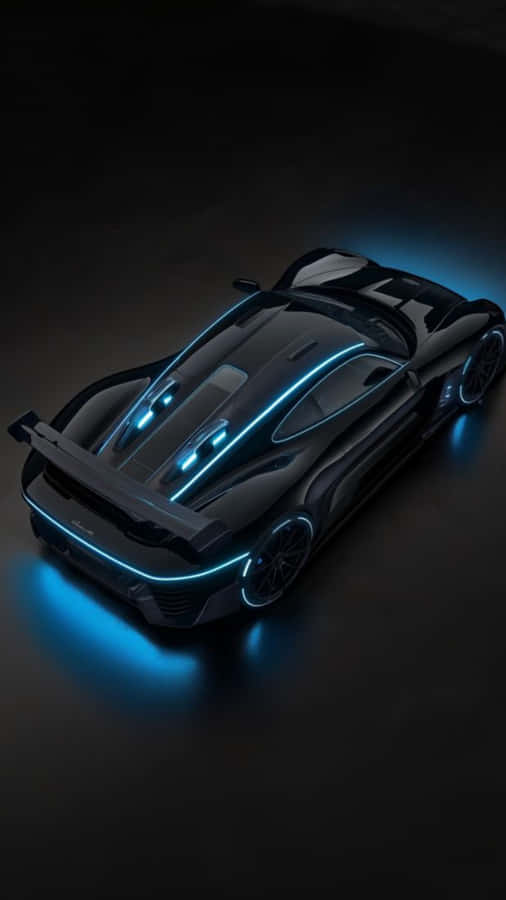 Black Blue Neon Lamborghini Top View Wallpaper