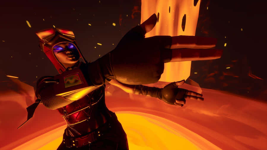 Blaze Fortnite Outfit Standing On Lava Wallpaper