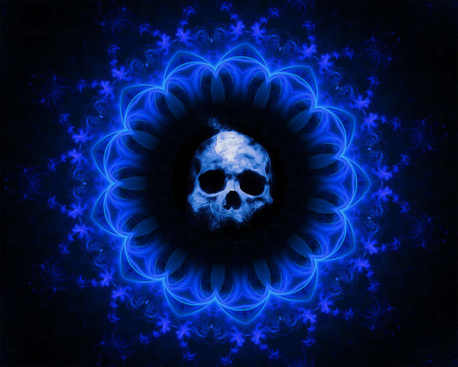 Blue Flame Skull Artwork Wallpaper