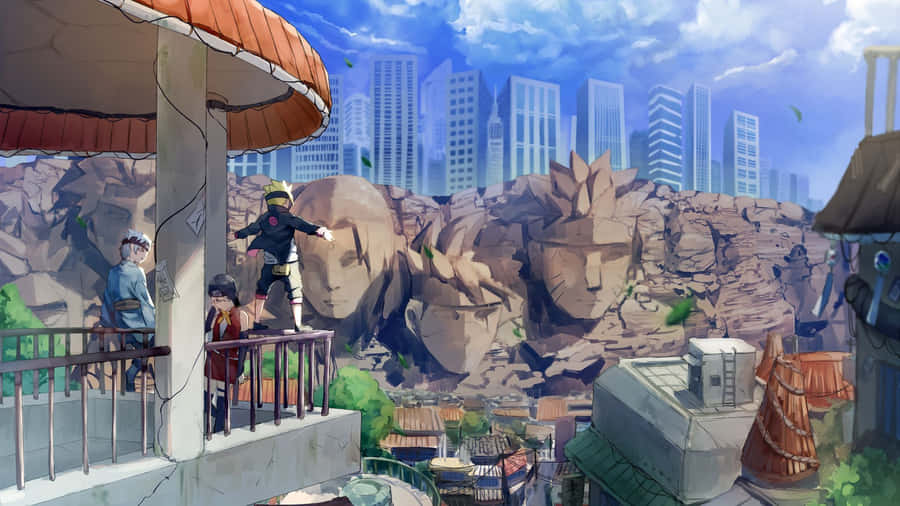 Boruto And The Modern Konoha Village Wallpaper