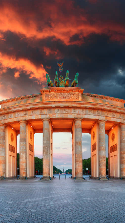 Brandenburg Gate Dark Orange Sky Wallpaper