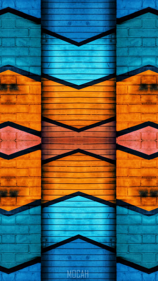 Bright Pattern Of Orange & Blue Wallpaper