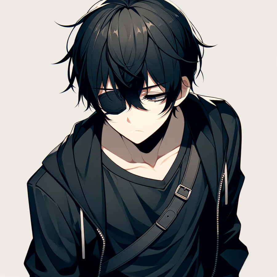 Brooding Anime Boy Black Hair Wallpaper