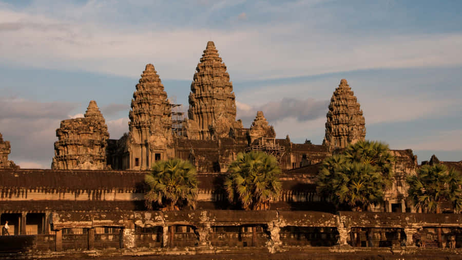 Brown Aesthetic Angkor Thom Desktop Wallpaper