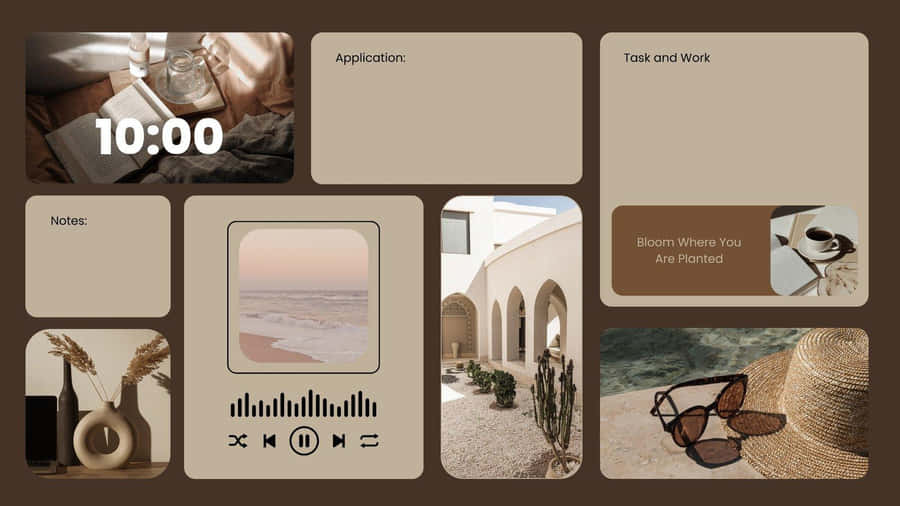 Brown Aesthetic Desktop Organizer Wallpaper Wallpaper