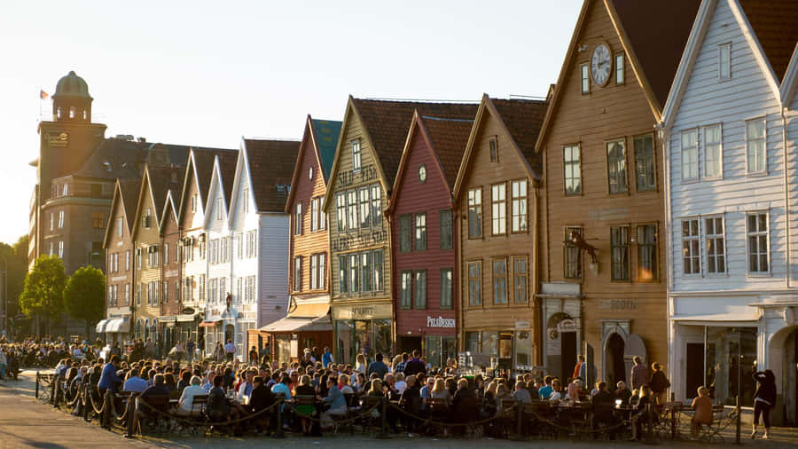 Bryggen Waterfront Dining Experience Wallpaper